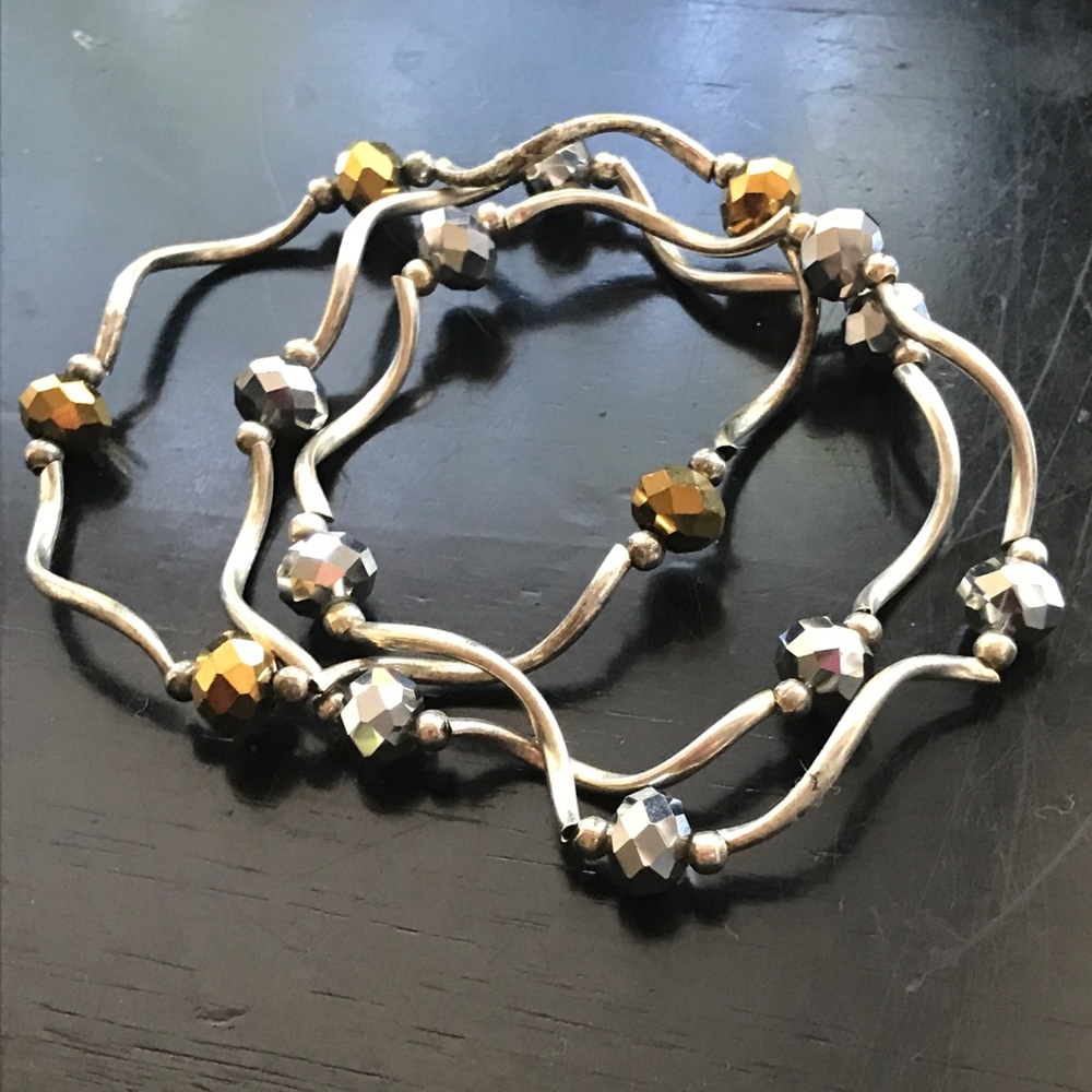 3 Stretchy adjustable metal bracelet set
